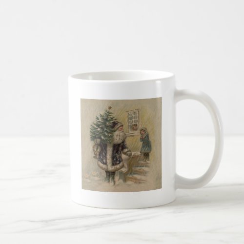 Vintage Santa Snow Christmas Tree Coffee Mug