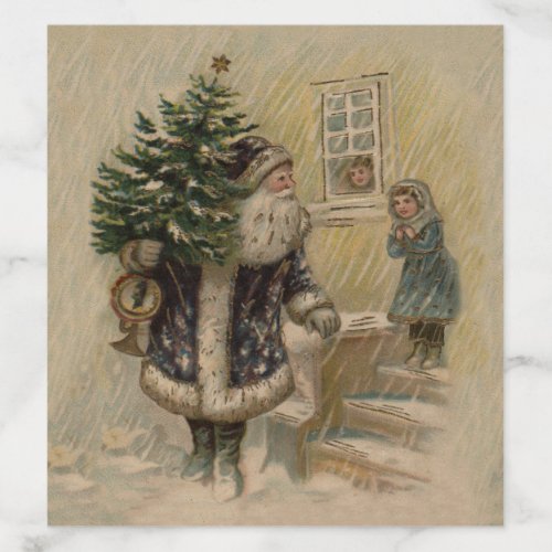 Vintage Santa Snow Christmas Tree Envelope Liner