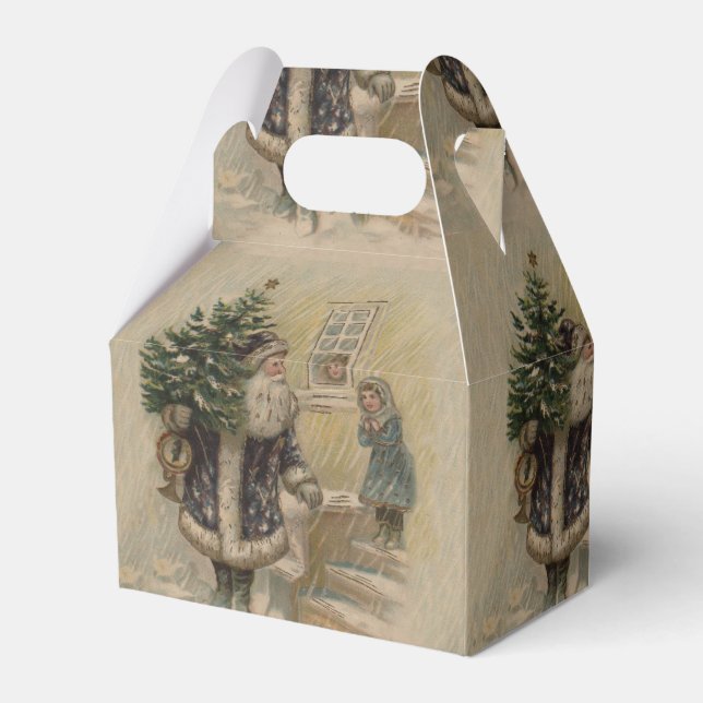 Vintage Santa Snow Christmas Tree Favor Boxes (Front Side)