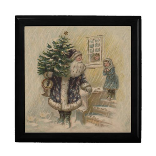 Vintage Santa Snow Christmas Tree Gift Box