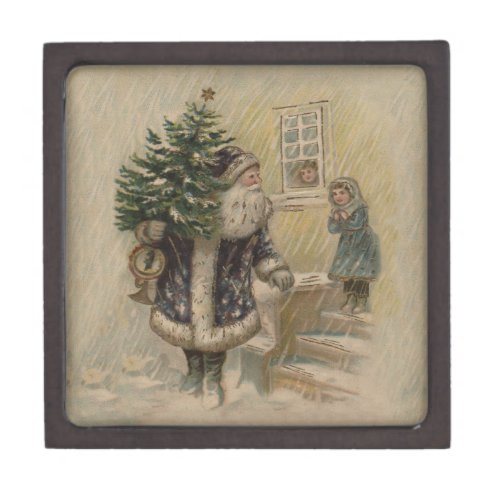 Vintage Santa Snow Christmas Tree Gift Box