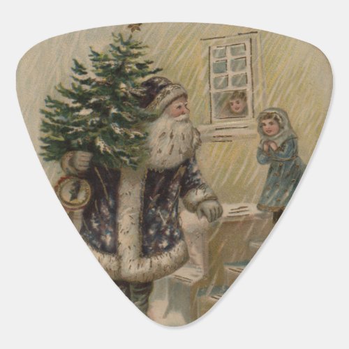 Vintage Santa Snow Christmas Tree Guitar Pick