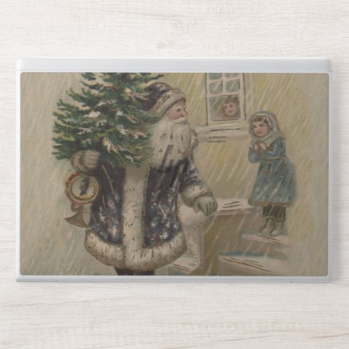 Vintage Santa Snow Christmas Tree HP Laptop Skin