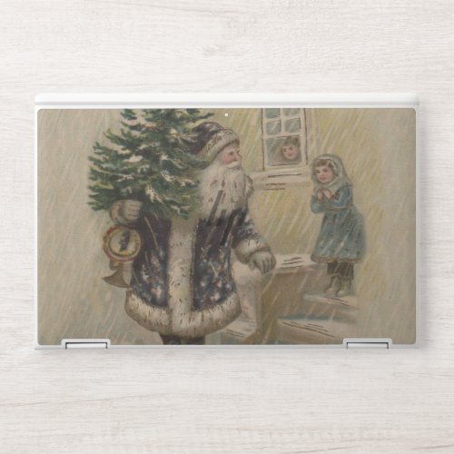 Vintage Santa Snow Christmas Tree HP Laptop Skin