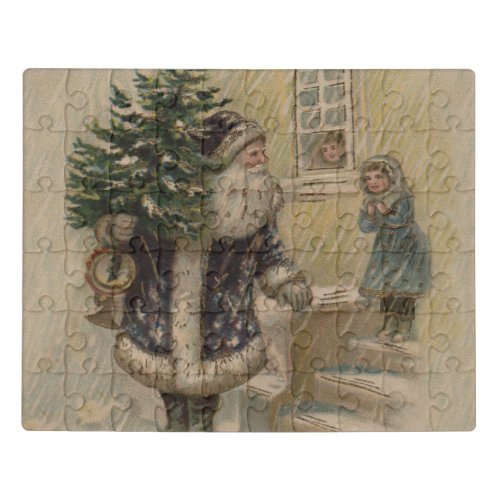 Vintage Santa Snow Christmas Tree Jigsaw Puzzle