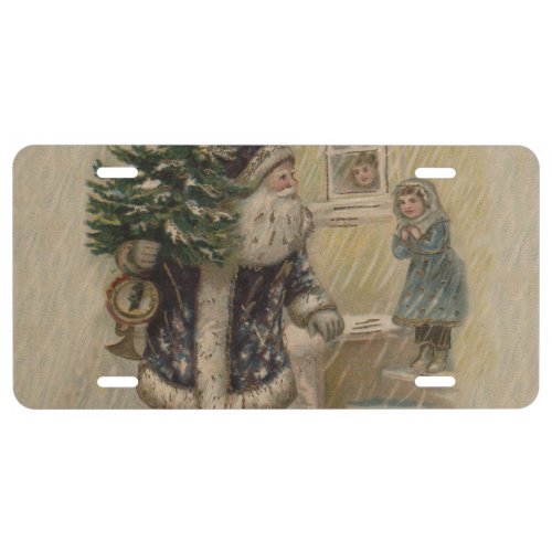 Vintage Santa Snow Christmas Tree License Plate