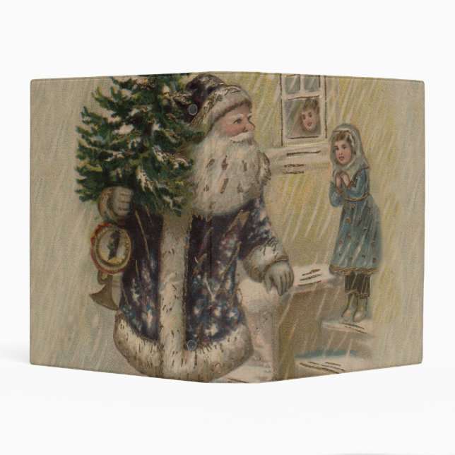 Vintage Santa Snow Christmas Tree Mini Binder (Background)