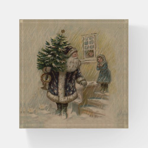 Vintage Santa Snow Christmas Tree Paperweight