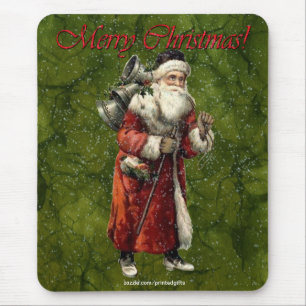 Vintage Santa & Snow Merry Christmas Gift Mousepad