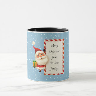 Vintage Santa Snowflake Christmas Gift Modern Blue Mug