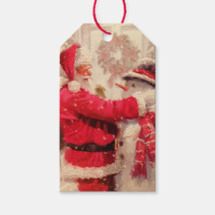 Vintage Santa Snowman Winter Christmas Gift Tags