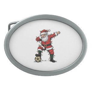 Vintage Santa Soccer Christmas Sports Shirt_1 Belt Buckle