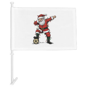 Vintage Santa Soccer Christmas Sports Shirt_1 Car Flag