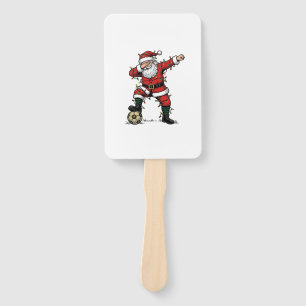 Vintage Santa Soccer Christmas Sports Shirt_1 Hand Fan