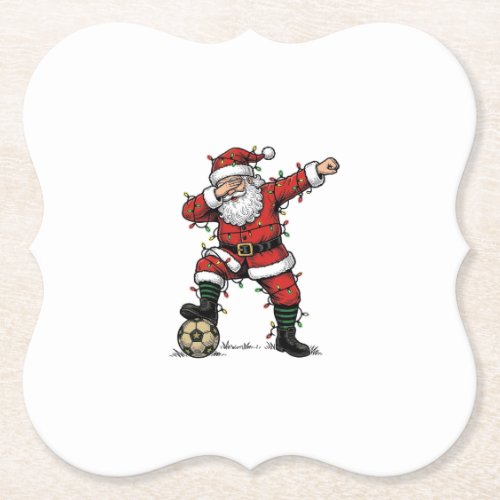 Vintage Santa Soccer Christmas Sports Shirt_1 Paper Coaster
