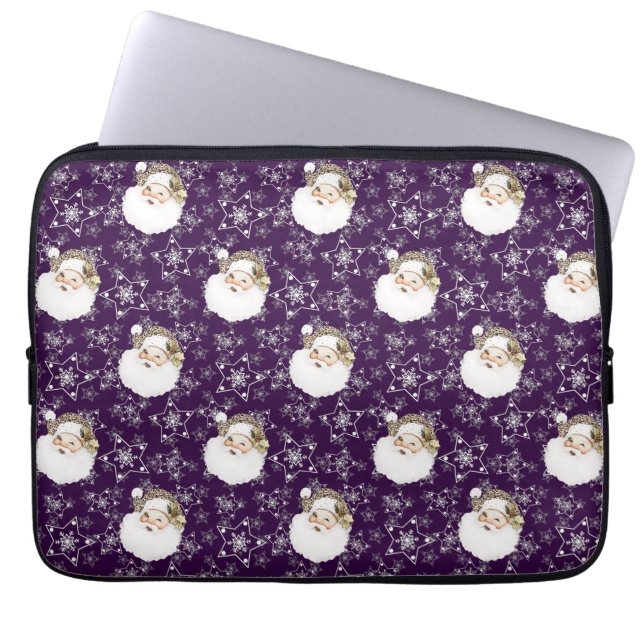 Vintage Santa & Stars Laptop Sleeve (Front)