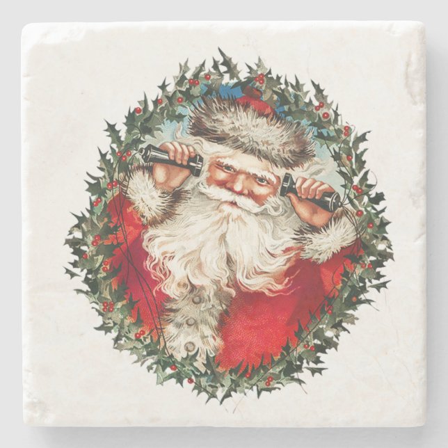 Vintage Santa Stone Coaster (Front)