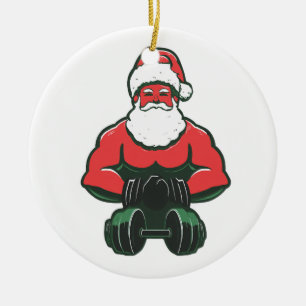 Vintage Santa Strongman – Muscular Santa Ceramic Ornament