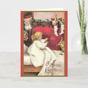 Vintage Santa Surprise Christmas Card