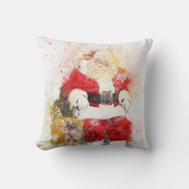 Vintage Santa Throw Pillow (Front)