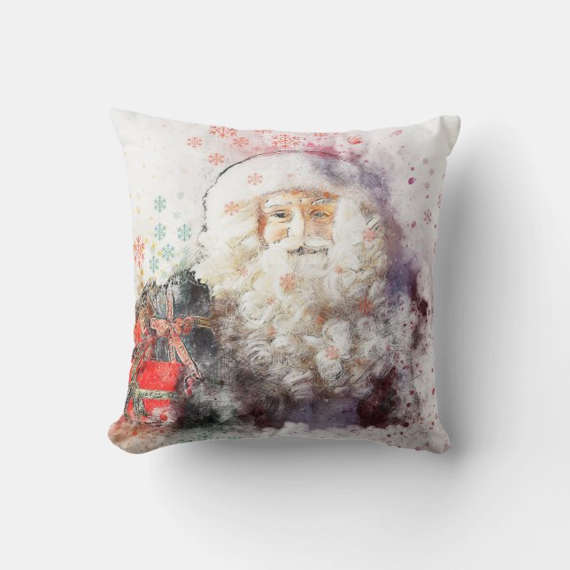 Vintage Santa Throw Pillow (Front)