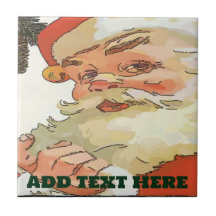 Vintage Santa Tiles, add text Ceramic Tile