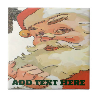 Vintage Santa Tiles, add text Ceramic Tile