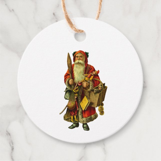 Vintage Santa To From Gift Christmas Favor Tags (Front)