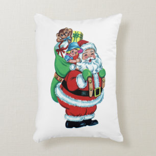 Vintage Santa & Toy Sack Accent Pillow