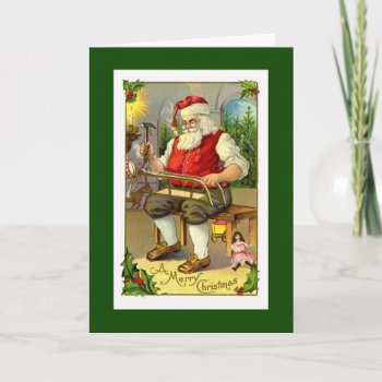 Vintage Santa Toymaker Card by lkranieri at Zazzle