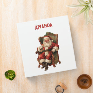 Vintage Santa Traditional Christmas 3 Ring Binder
