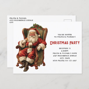 Vintage Santa Traditional Christmas Invitation Postcard