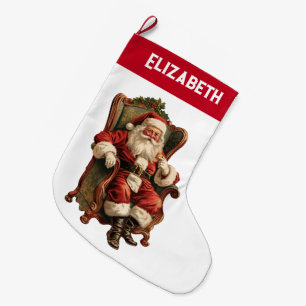 Vintage Santa Traditional Christmas Large Christmas Stocking