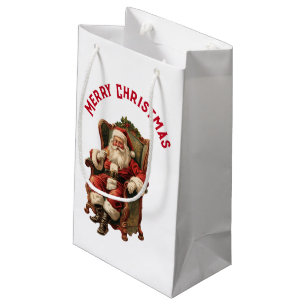 Vintage Santa Traditional Christmas Small Gift Bag