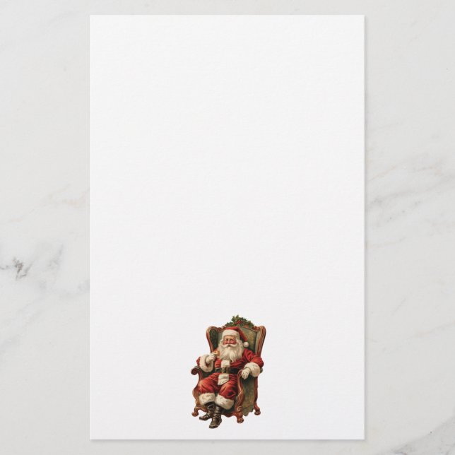 Vintage Santa Traditional Christmas Stationery (Front)