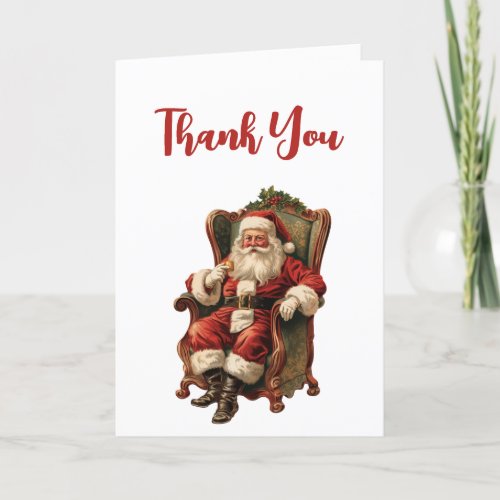 Vintage Santa Traditional Christmas Thank You Card