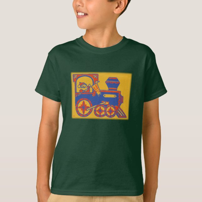 Vintage Santa Train Block Print T-Shirt (Front)