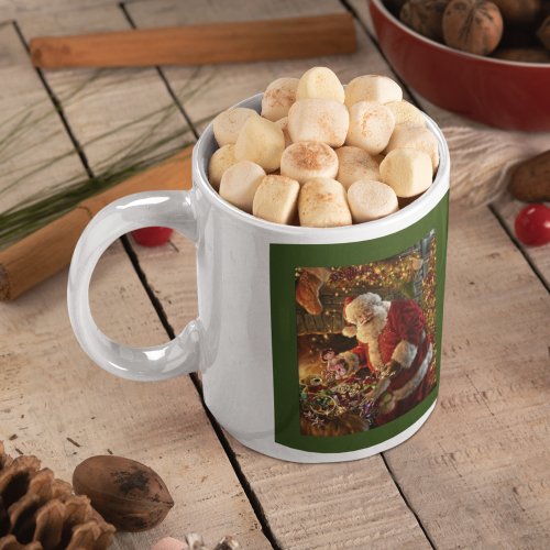 Vintage Santa Under Gold Lights Classic  Coffee Mug