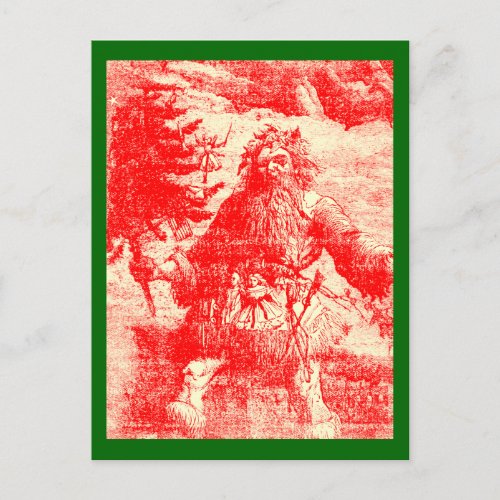 Vintage Santa Victorian Toile Christmas Holiday Postcard