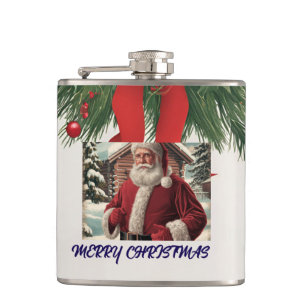 Vintage Santa Vinyl Wrapped Flask