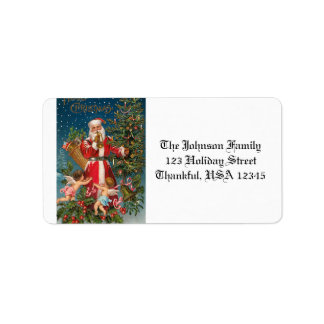 Vintage Santa with Angels Label