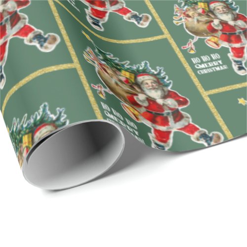 Vintage Santa with Bag of Toys Christmas Wrapping Paper