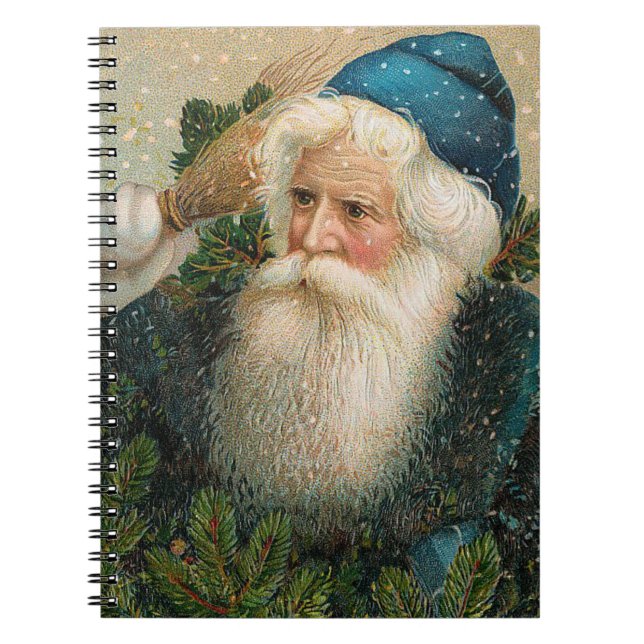 Vintage Santa with Blue Cap Notebook (Front)