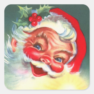 Vintage Santa with Candle Square Sticker