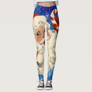 vintage santa with candy cane leggings