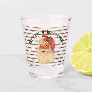 Vintage Santa With Candy Cane Stripes Shot Glass