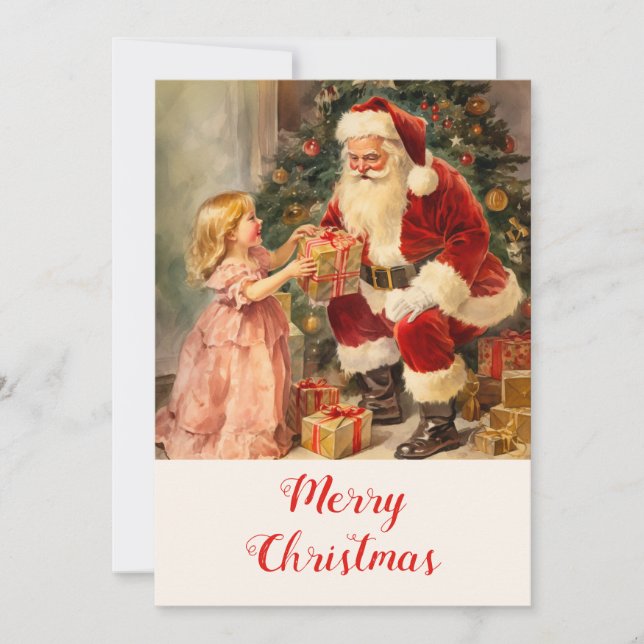 Vintage Santa with Child Christmas Card (Front)