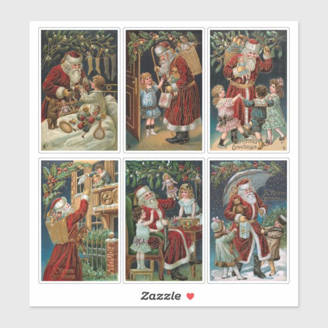 Vintage Santa with Children Sticker (Sheet)