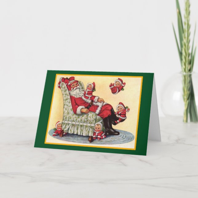 Vintage Santa With Christmas Toddlers - A Card (Front)