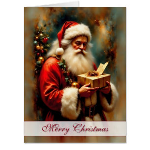 Vintage Santa with Gift – Merry Christmas Card